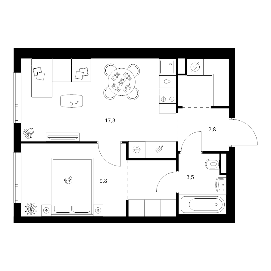 2 ккв (Евро) 40,1 м²