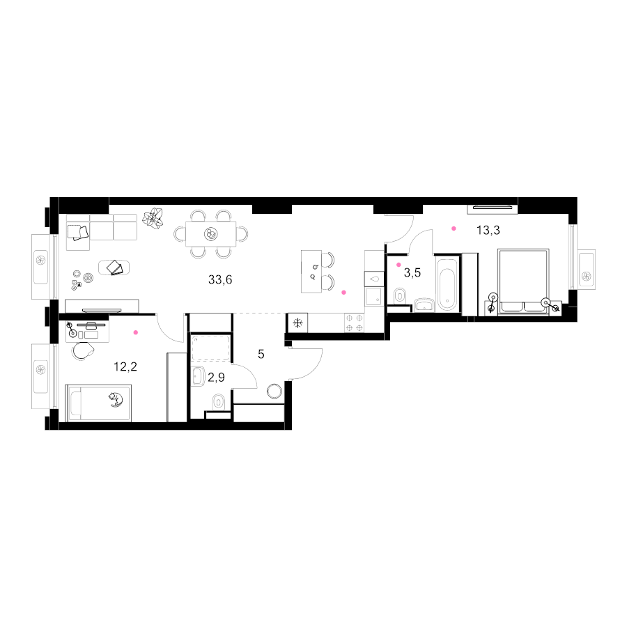 3 ккв (Евро) 70,5 м²