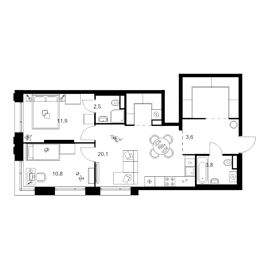 3 ккв (Евро) 67,7 м²