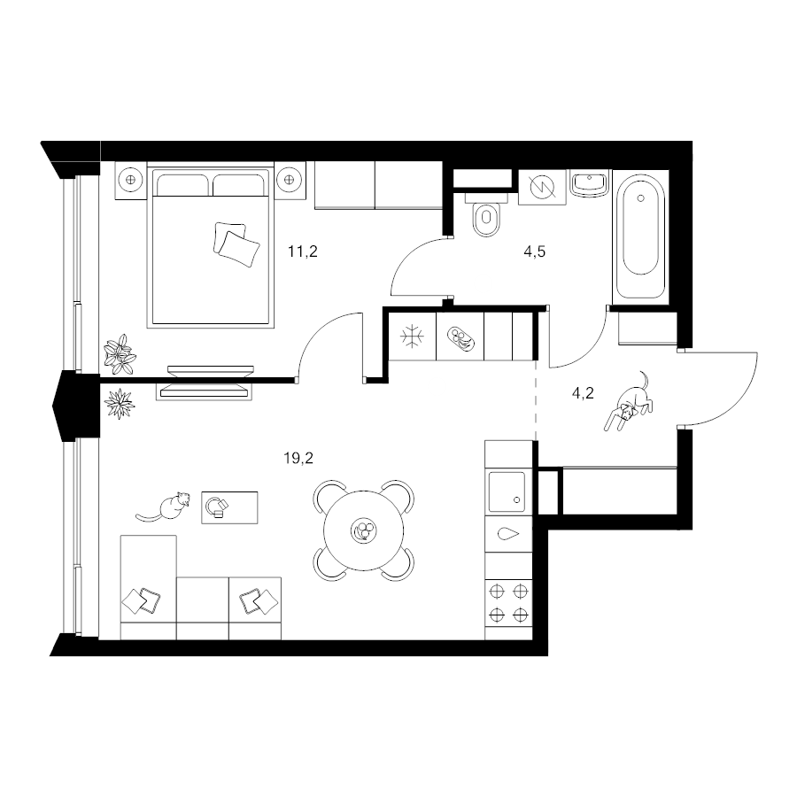 2 ккв (Евро) 39,1 м²