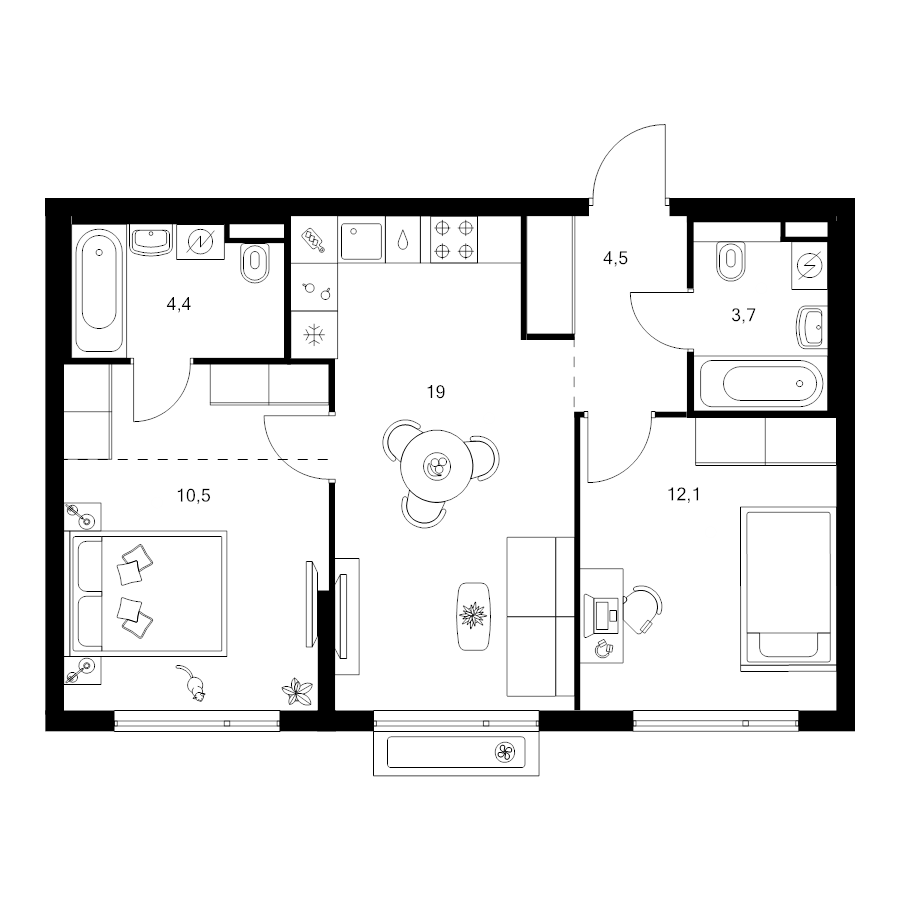 3 ккв (Евро) 58,2 м²