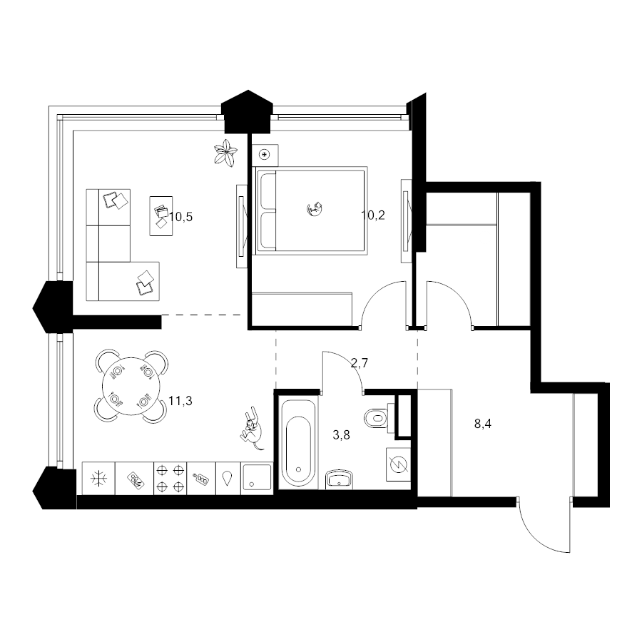 2 ккв 51,7 м²