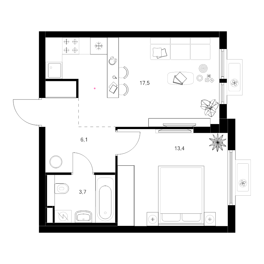 2 ккв (Евро) 40,7 м²