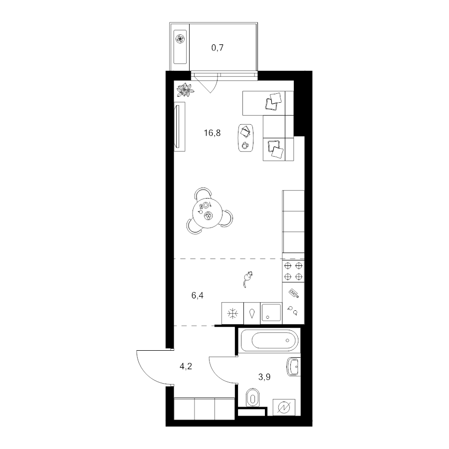 Студия 32 м²