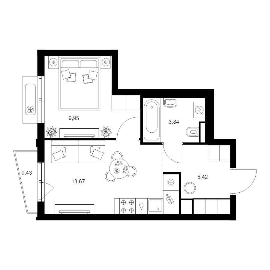 1 ккв 33,3 м²