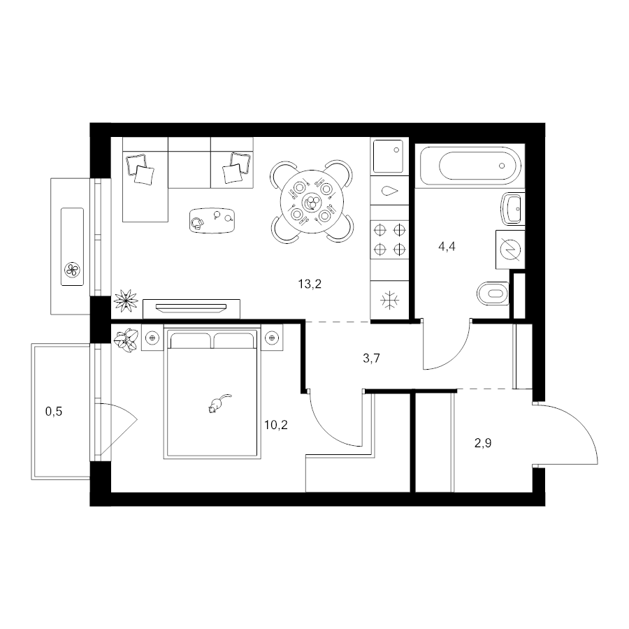 1 ккв 34,9 м²