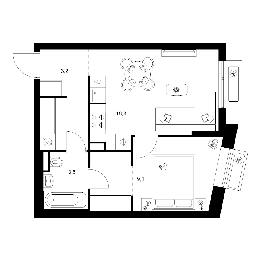 2 ккв (Евро) 39,3 м²