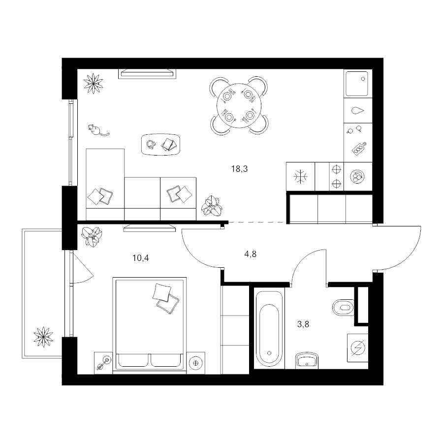 2 ккв (Евро) 37,9 м²
