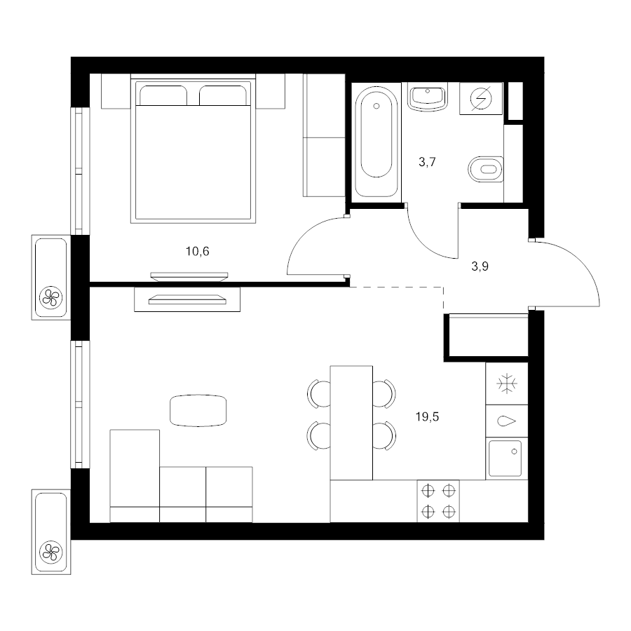 2 ккв (Евро) 37,7 м²