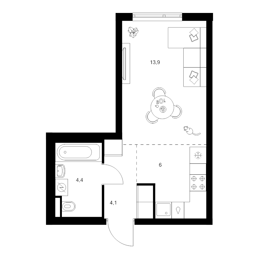 Студия 28,4 м²