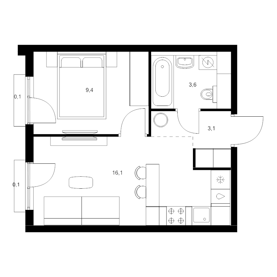 2 ккв (Евро) 32,4 м²