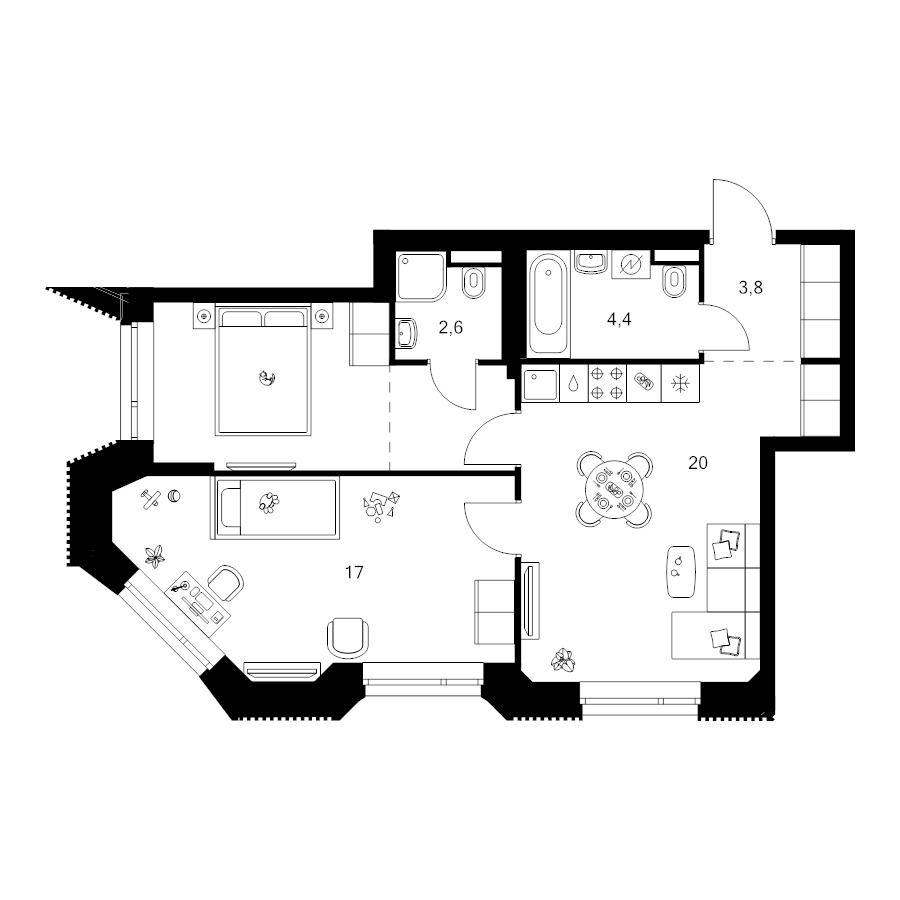 3 ккв (Евро) 61,4 м²