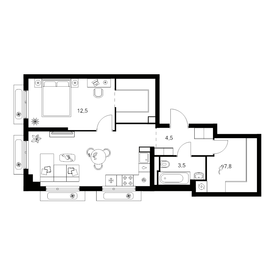 2 ккв (Евро) 52,9 м²