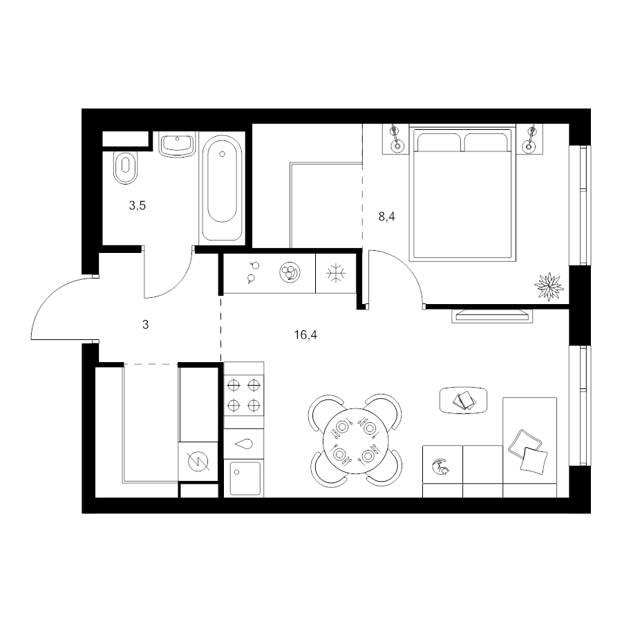 2 ккв (Евро) 37,8 м²