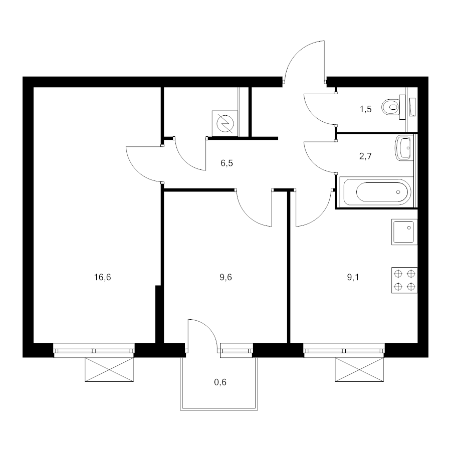 2 ккв 48,5 м²