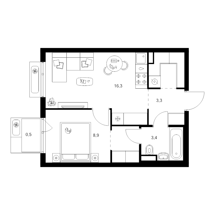 2 ккв (Евро) 38,1 м²