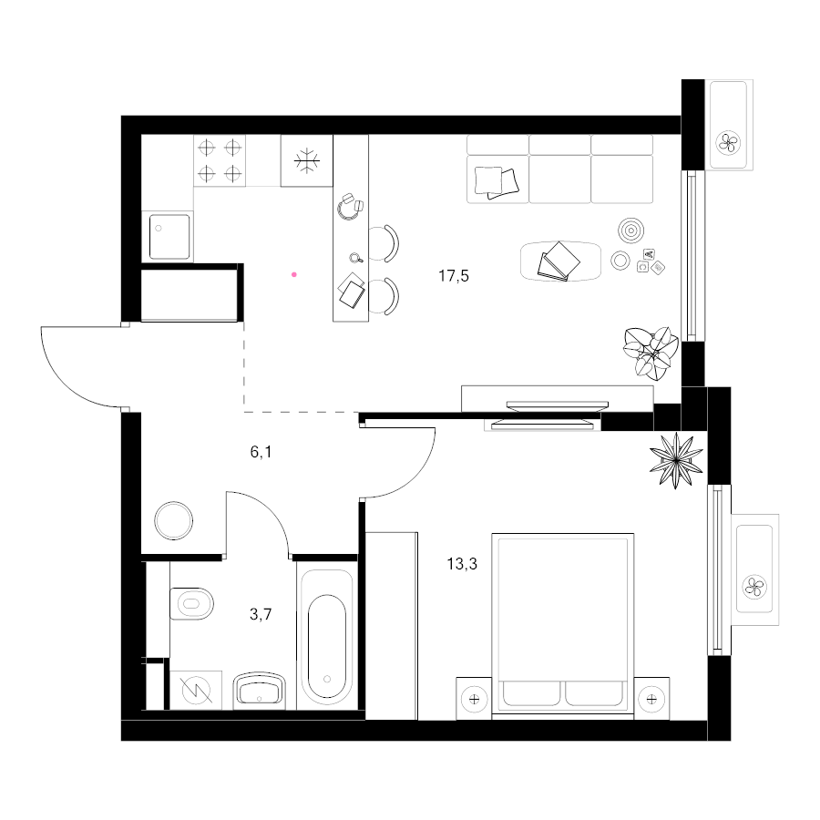 2 ккв (Евро) 40,6 м²