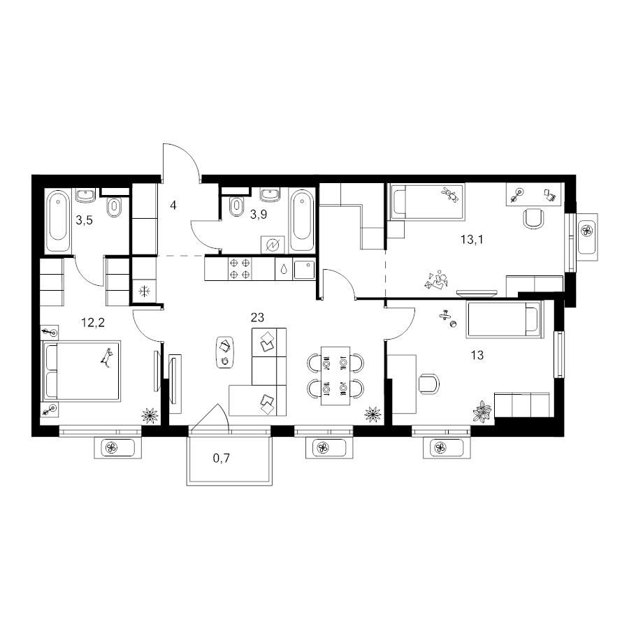 4 ккв (Евро) 78,2 м²
