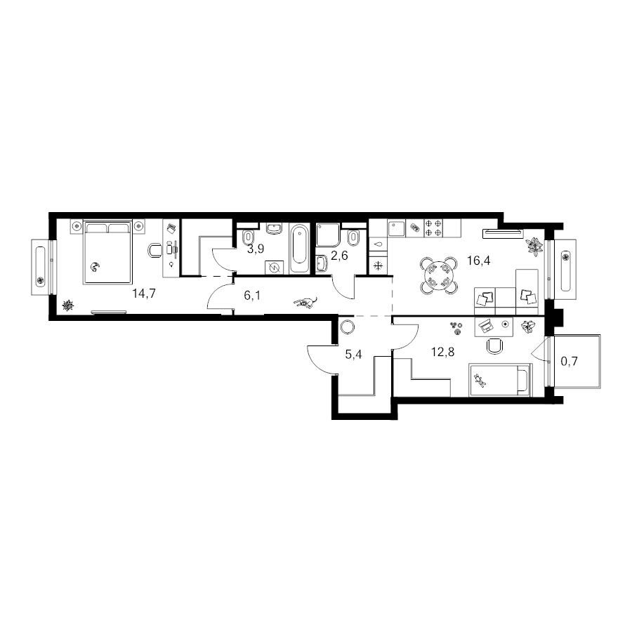 3 ккв (Евро) 65,7 м²