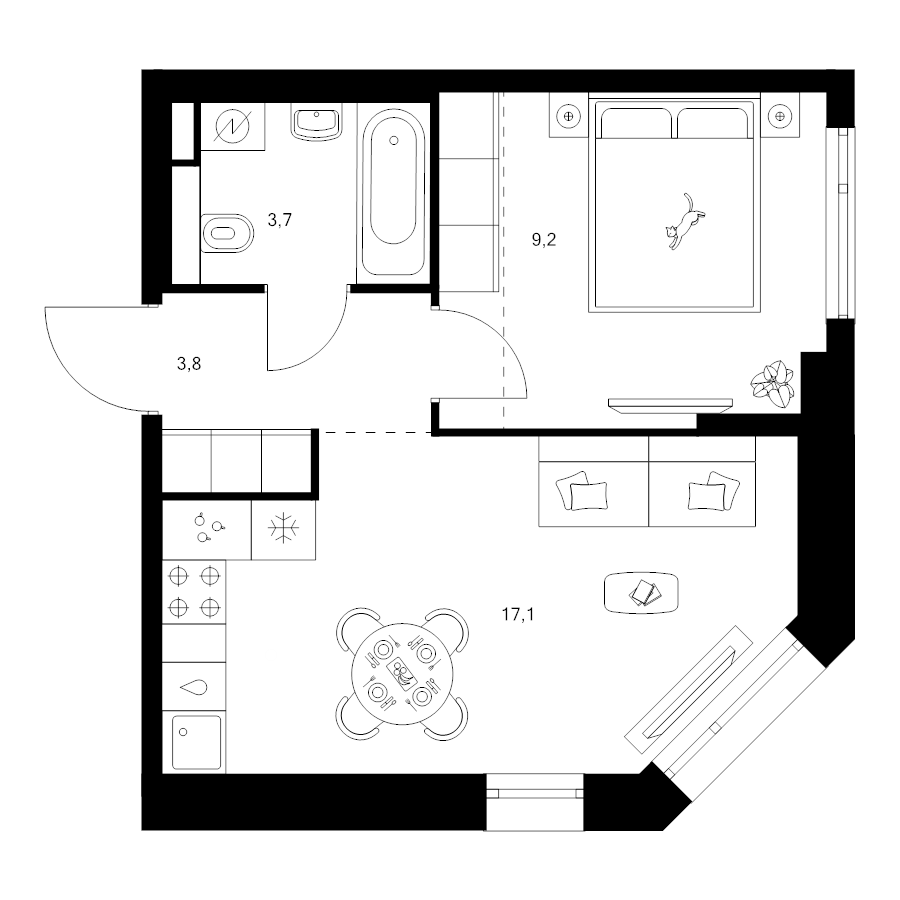 2 ккв (Евро) 35,7 м²