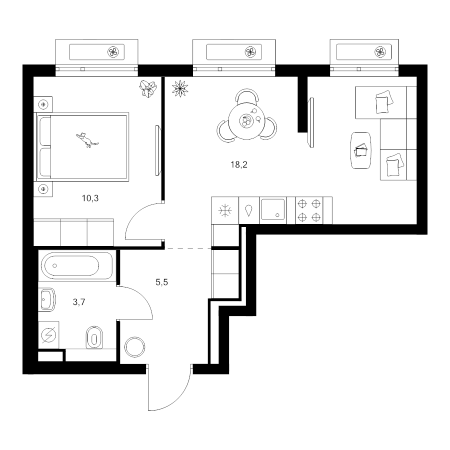 2 ккв (Евро) 37,7 м²