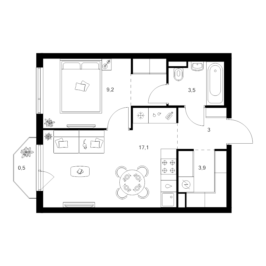2 ккв (Евро) 39,7 м²