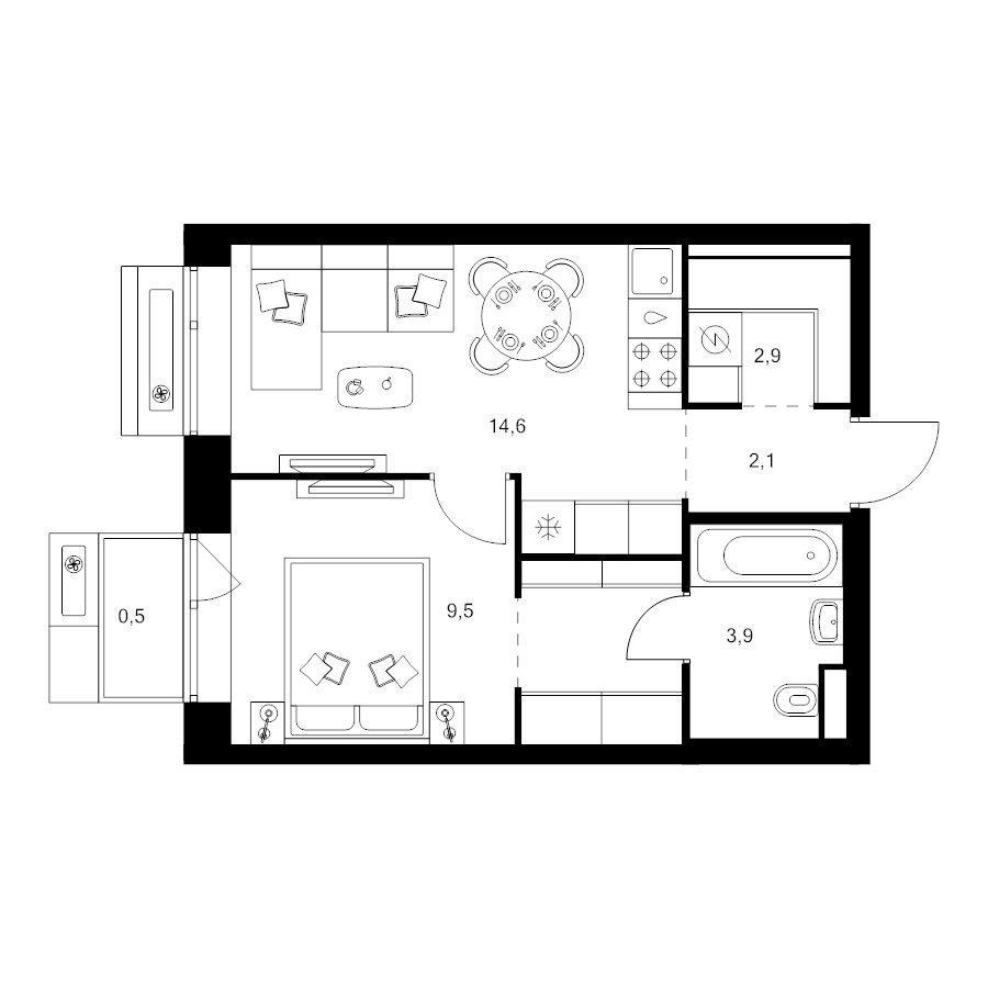 1 ккв 37,3 м²