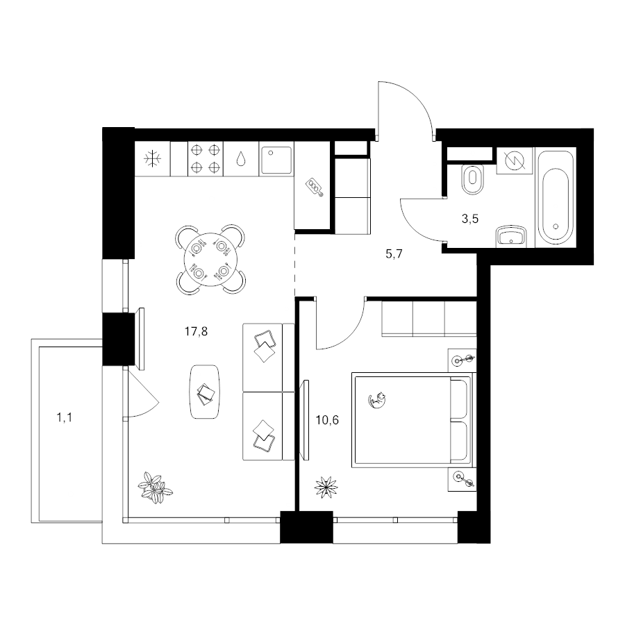 2 ккв (Евро) 38,5 м²