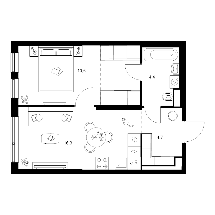 2 ккв (Евро) 41,2 м²