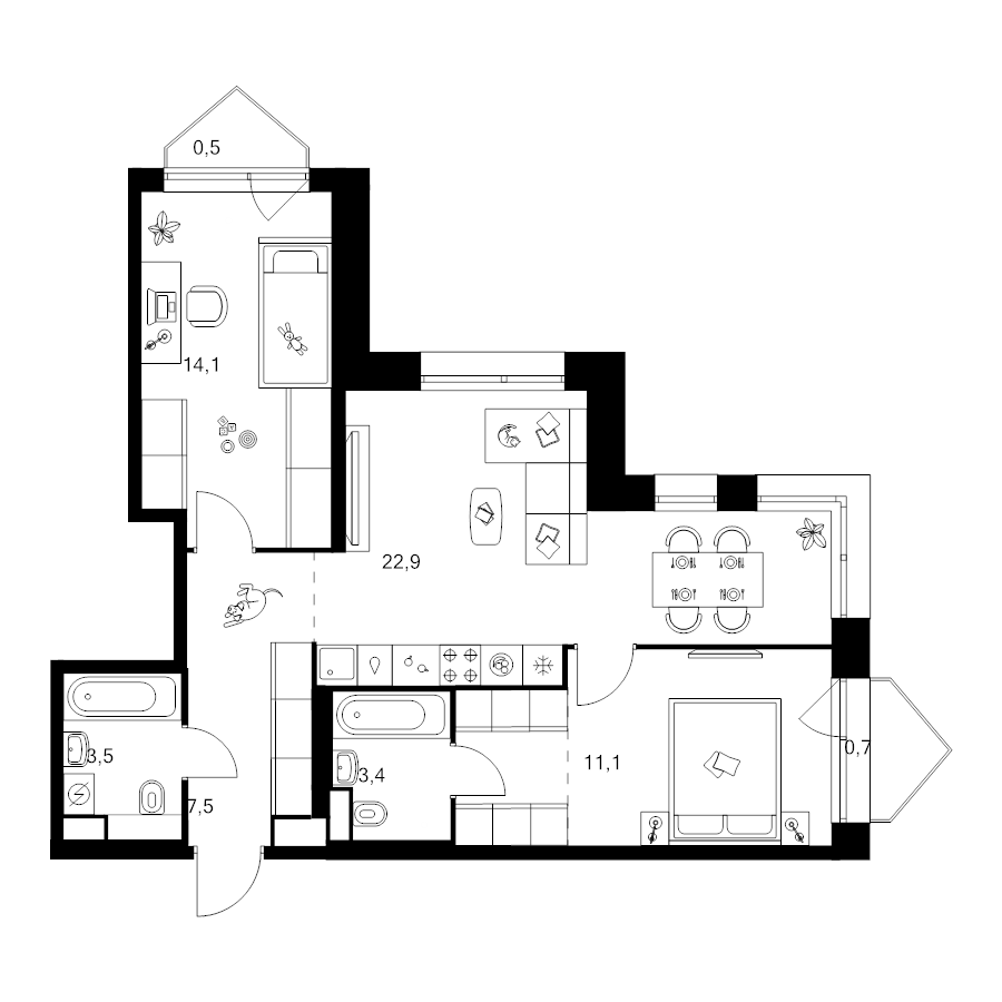 3 ккв (Евро) 67,4 м²