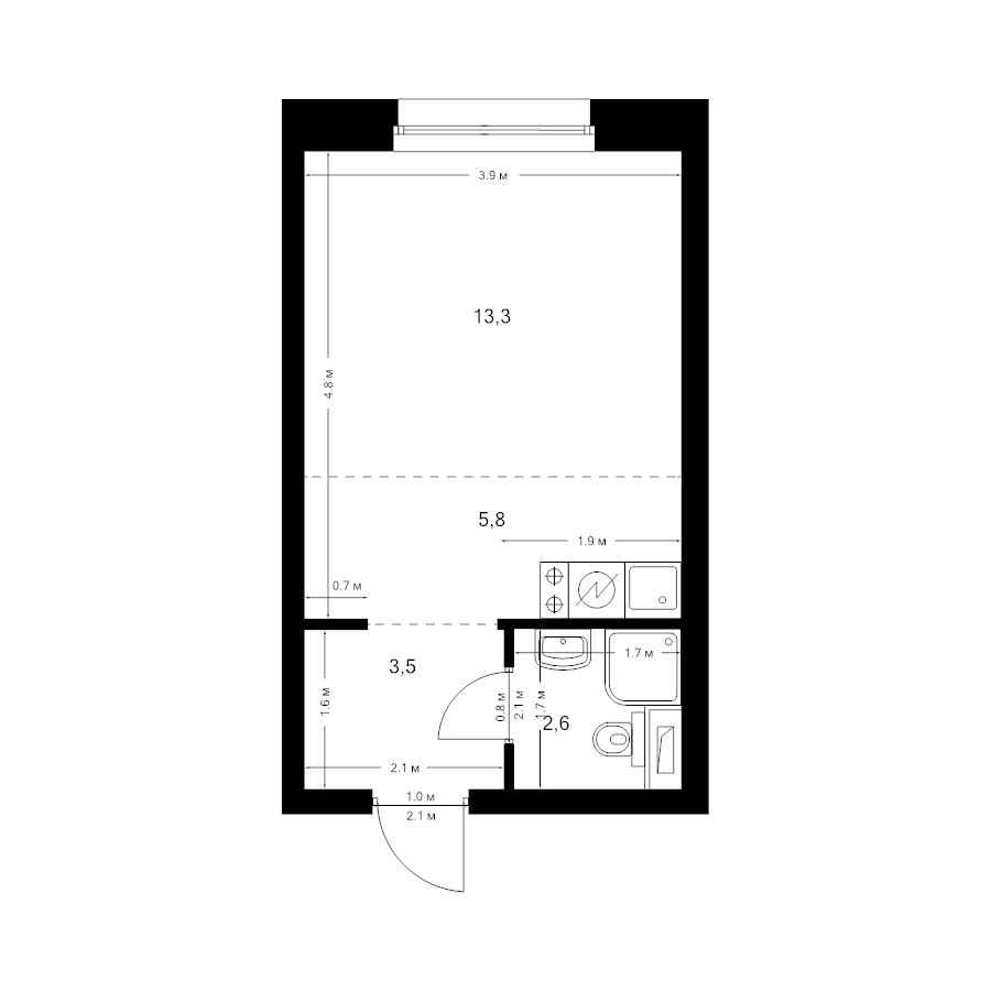Студия 25,2 м²