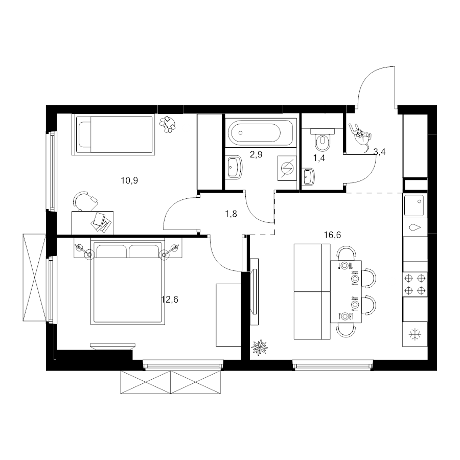 2 ккв 49,6 м²