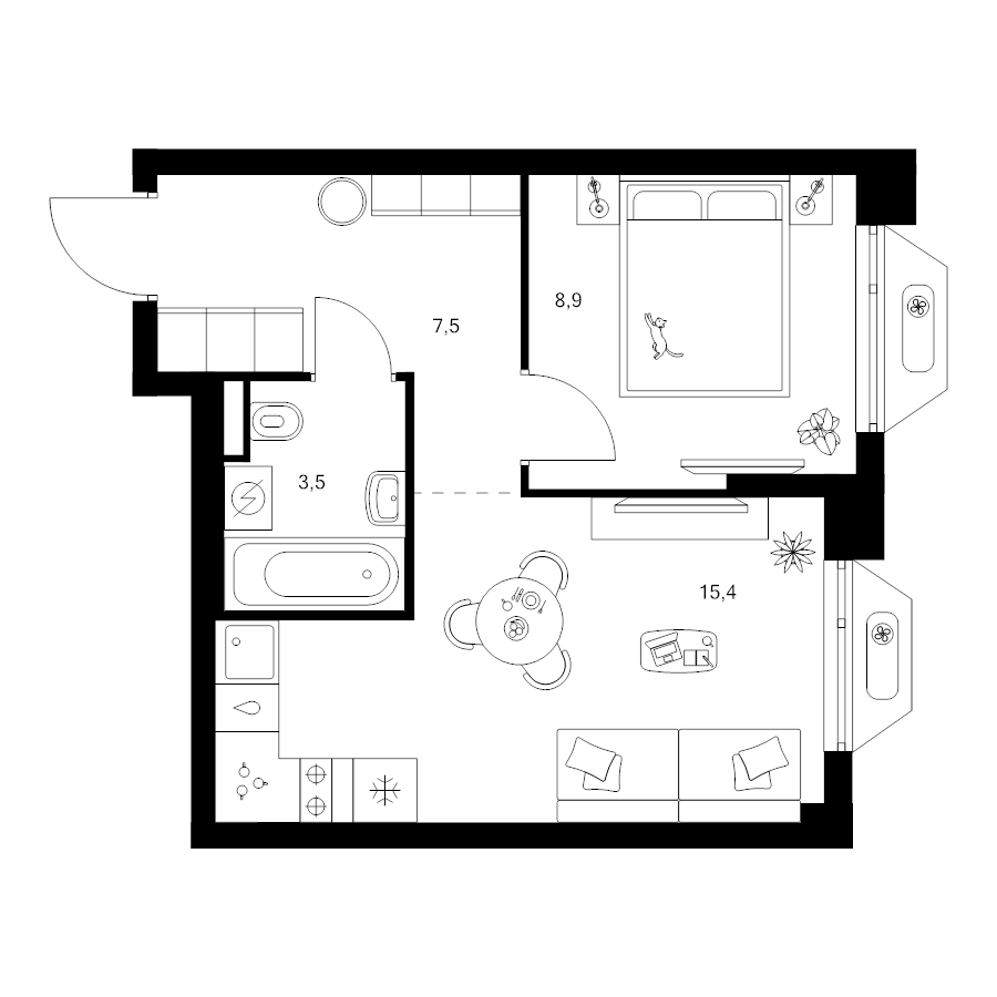 2 ккв (Евро) 35,3 м²