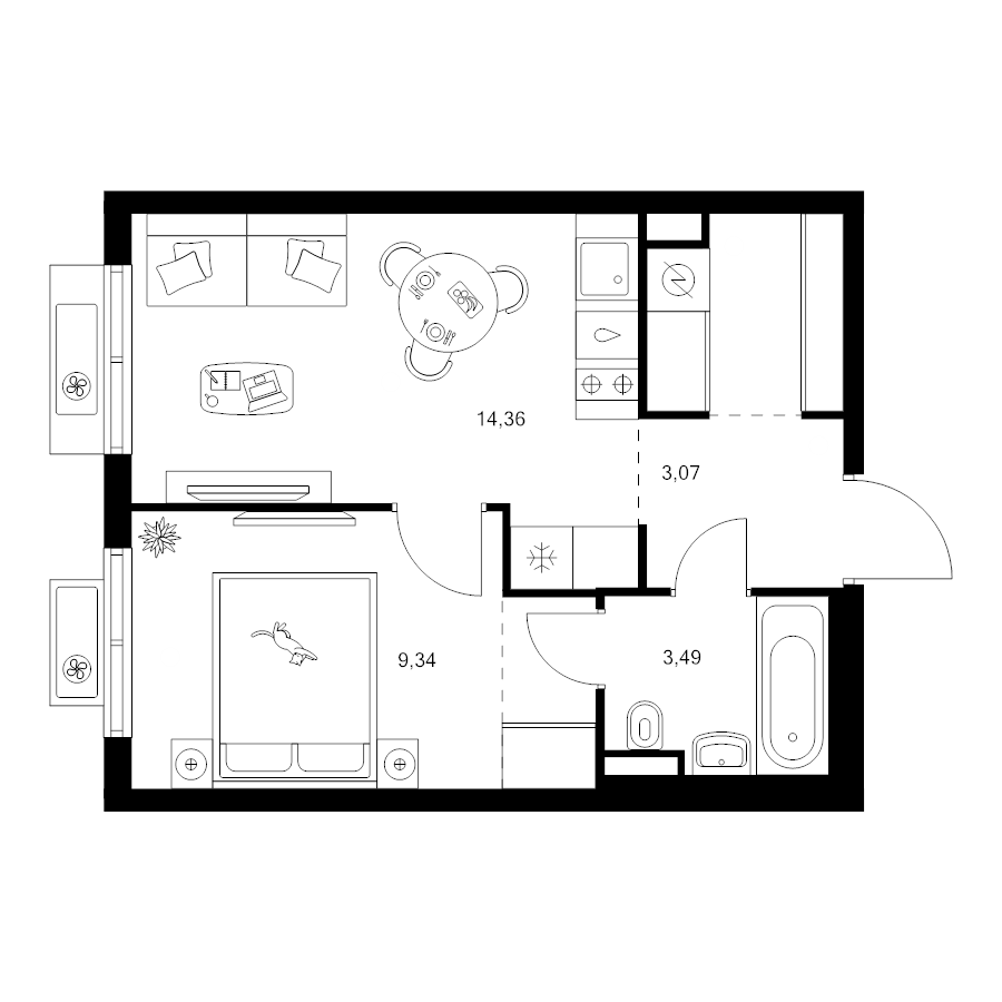 1 ккв 35,3 м²
