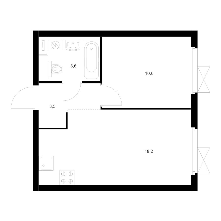 2 ккв (Евро) 35,9 м²