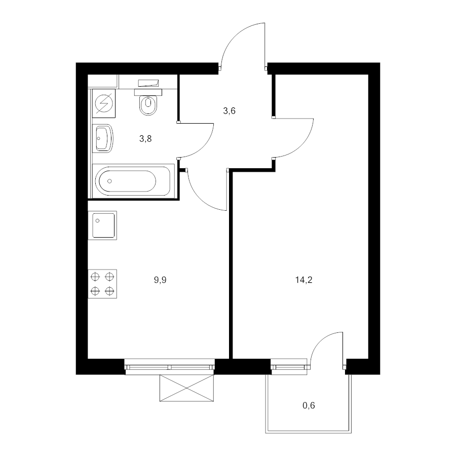 1 ккв 32,1 м²