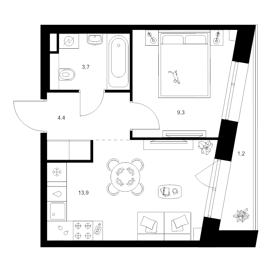 1 ккв 32,5 м²