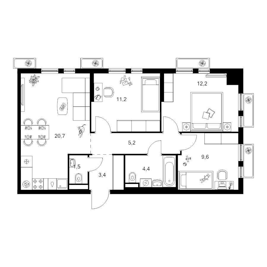 4 ккв (Евро) 68,2 м²