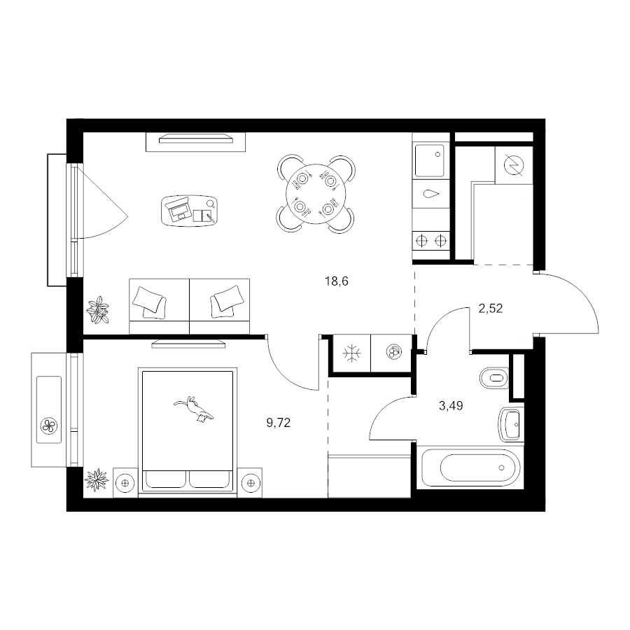 2 ккв (Евро) 39,1 м²