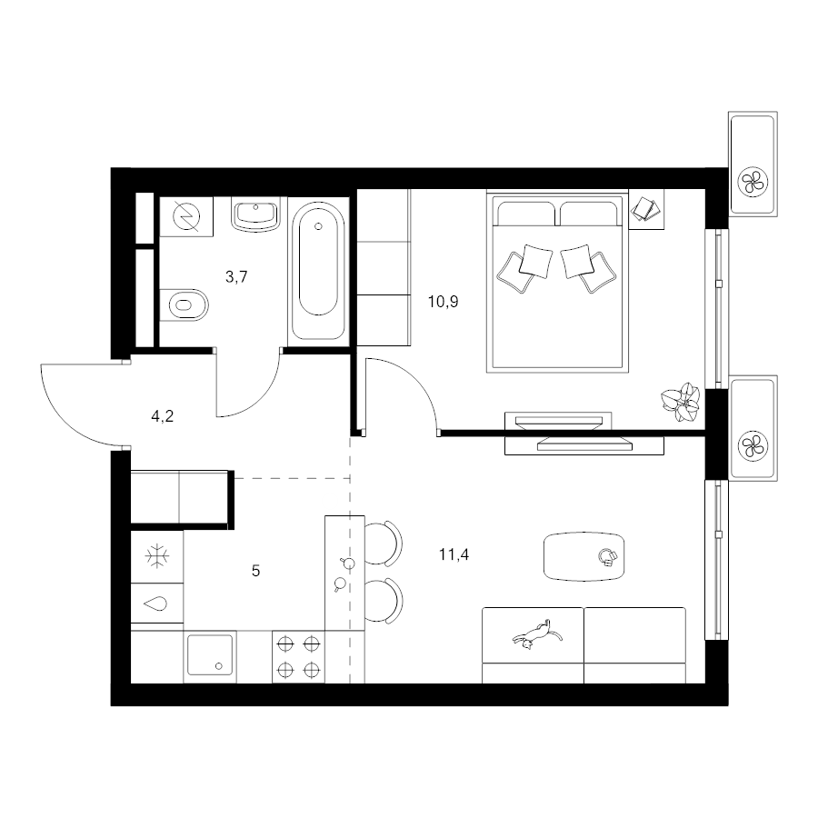 2 ккв (Евро) 35,2 м²