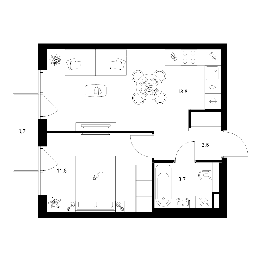 2 ккв (Евро) 38,4 м²