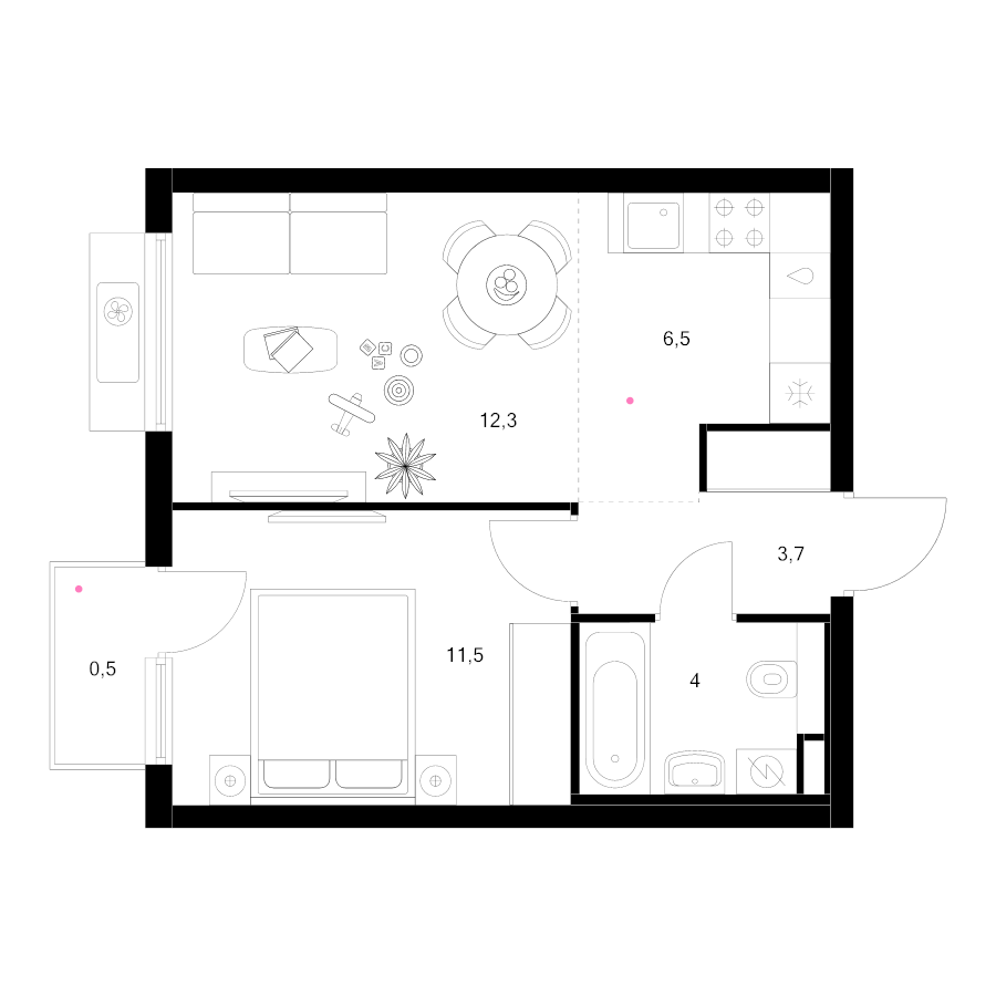 2 ккв (Евро) 38,5 м²