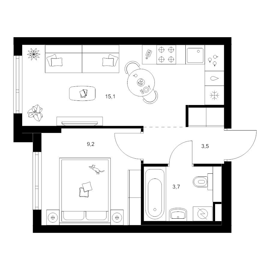 2 ккв (Евро) 31,5 м²
