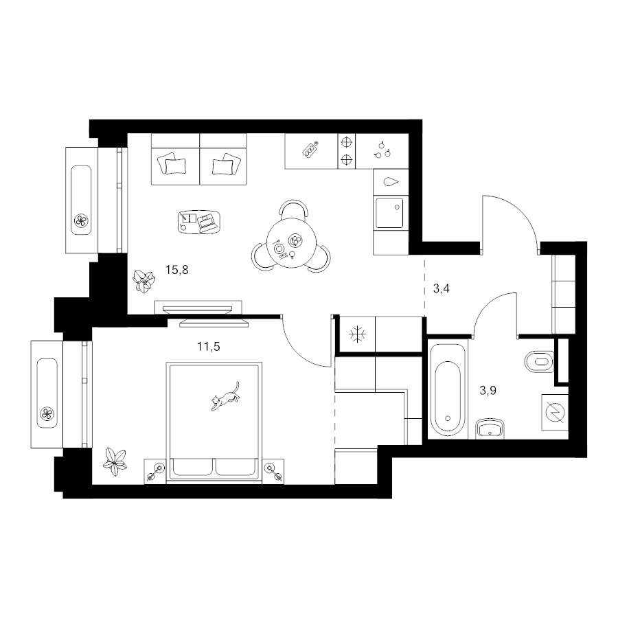 2 ккв (Евро) 37,3 м²