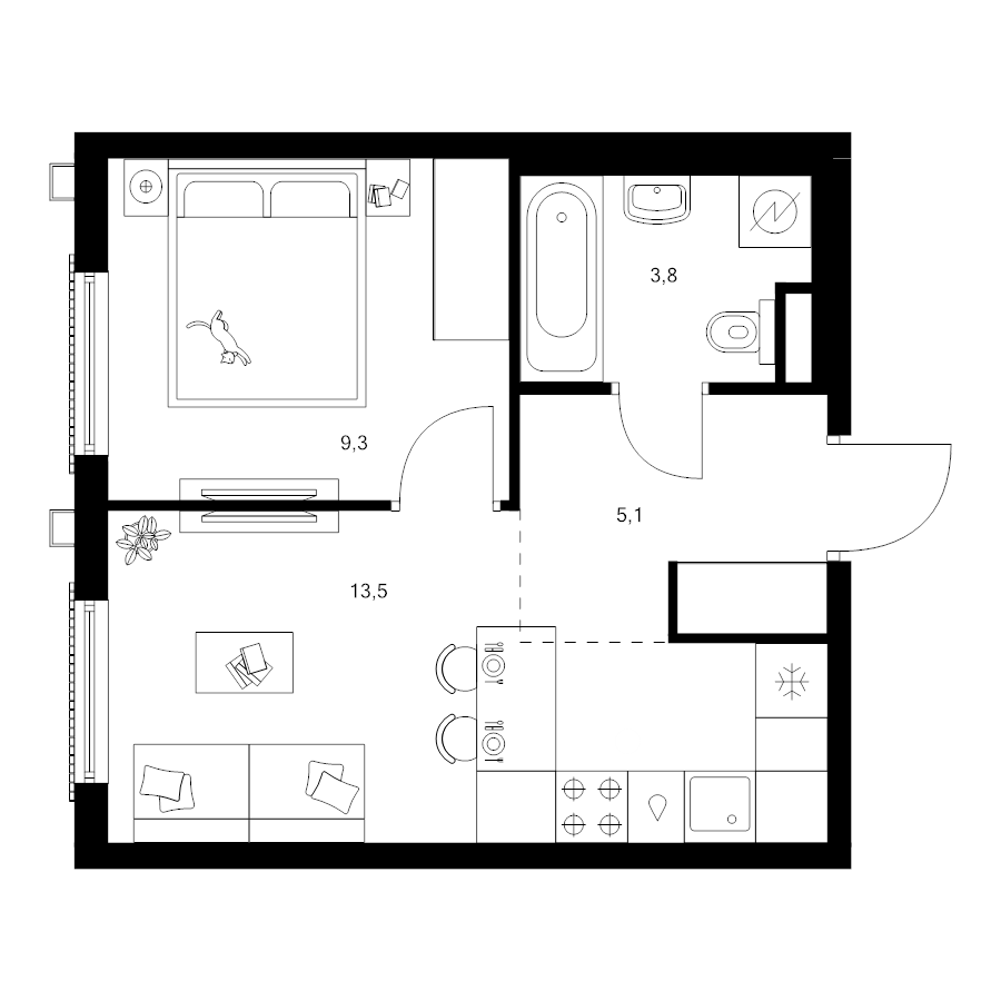 1 ккв 31,7 м²
