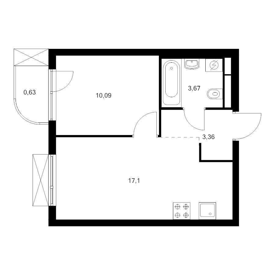 2 ккв (Евро) 34,9 м²