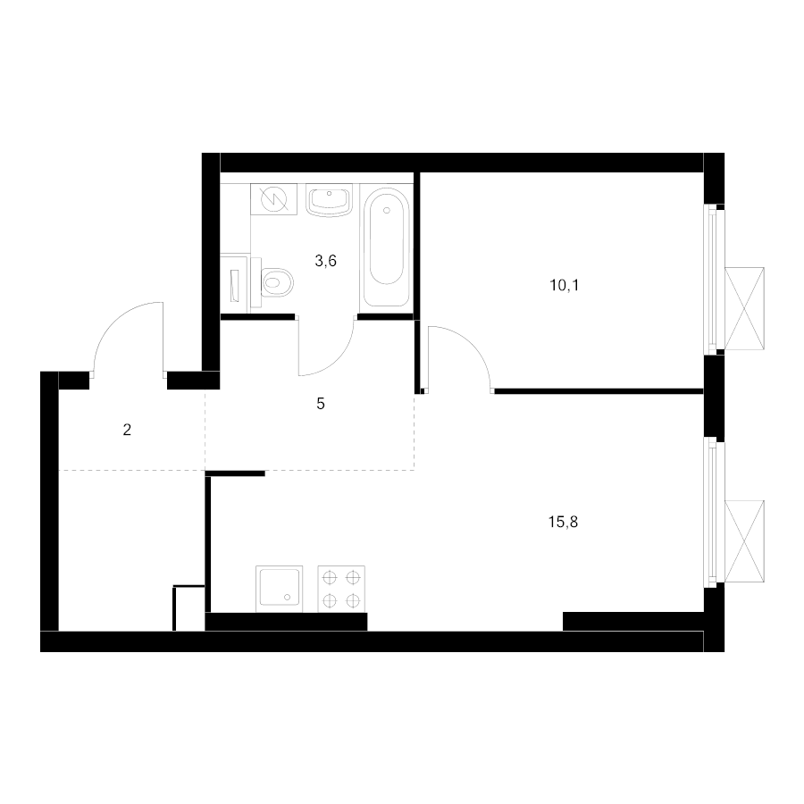 2 ккв (Евро) 40,1 м²