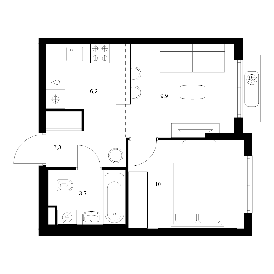 2 ккв (Евро) 33,1 м²