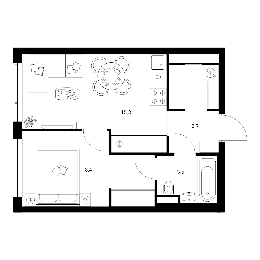 2 ккв (Евро) 36,3 м²