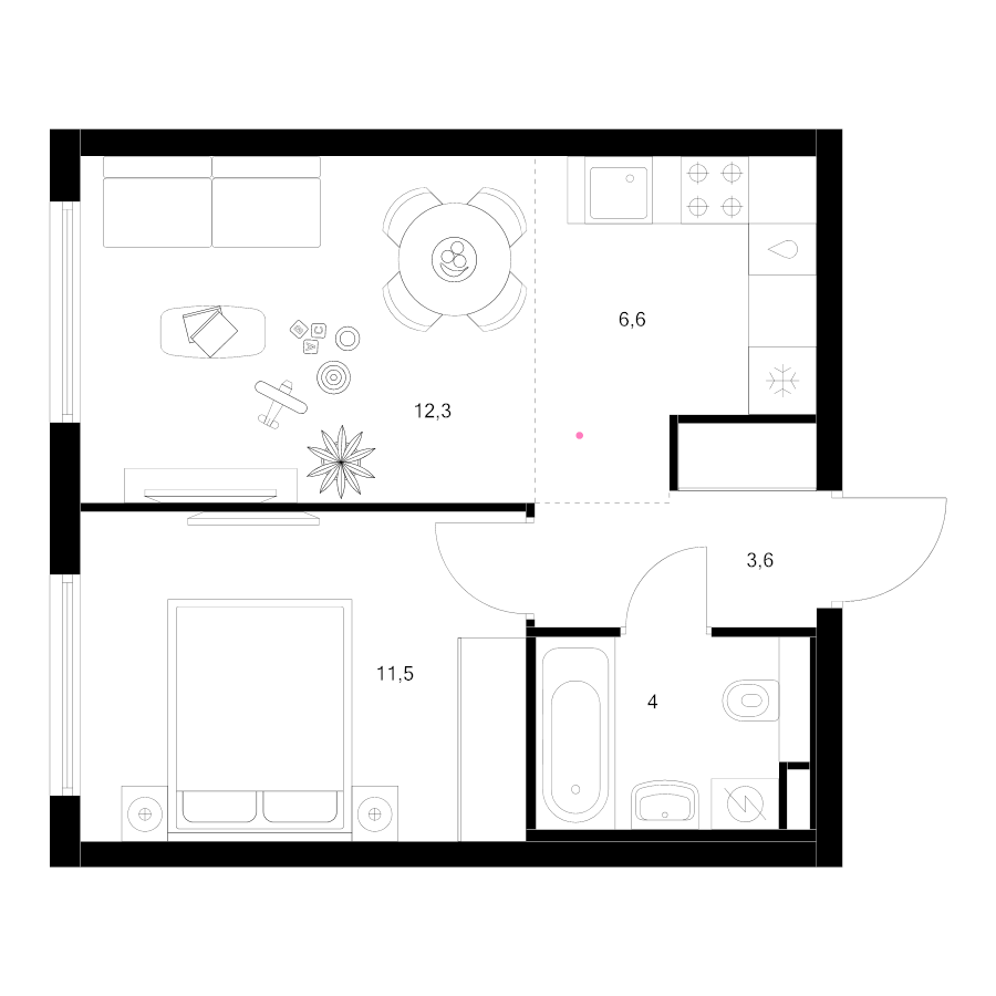 2 ккв (Евро) 38 м²